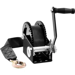 Hand Winch, 2000 lbs Pulling Capacity, Boat Trailer Winch Manual Operated Hand Crank Winch for Trailer, Boat or ATV Towing