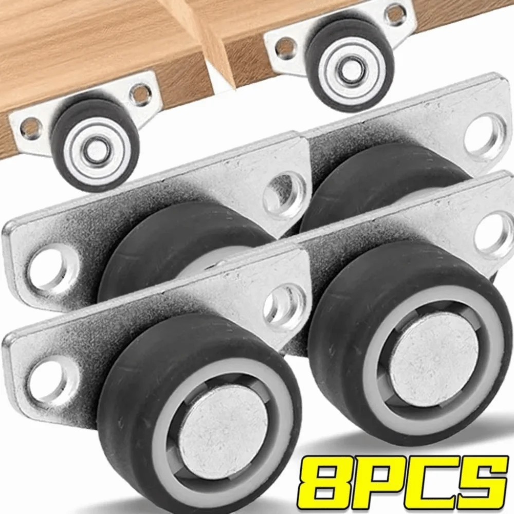 

Heavy Duty Silent Mini Side Mount Caster Universal Rubber Side Mounted Roller Pulley Rotation Door Hanging Bottom Wheel Kitchen