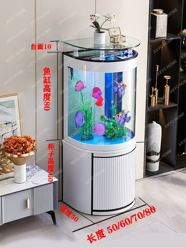 Fish Tank Living Room Medium Vertical Semicircle Glass Fish Globe Ecological Bottom Filter Aquarium