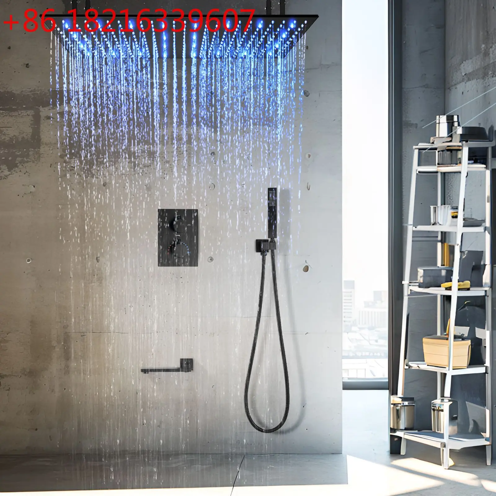 Ceiling 800*400mm LED ceiling shower bathroom concealed temperature constant shower set