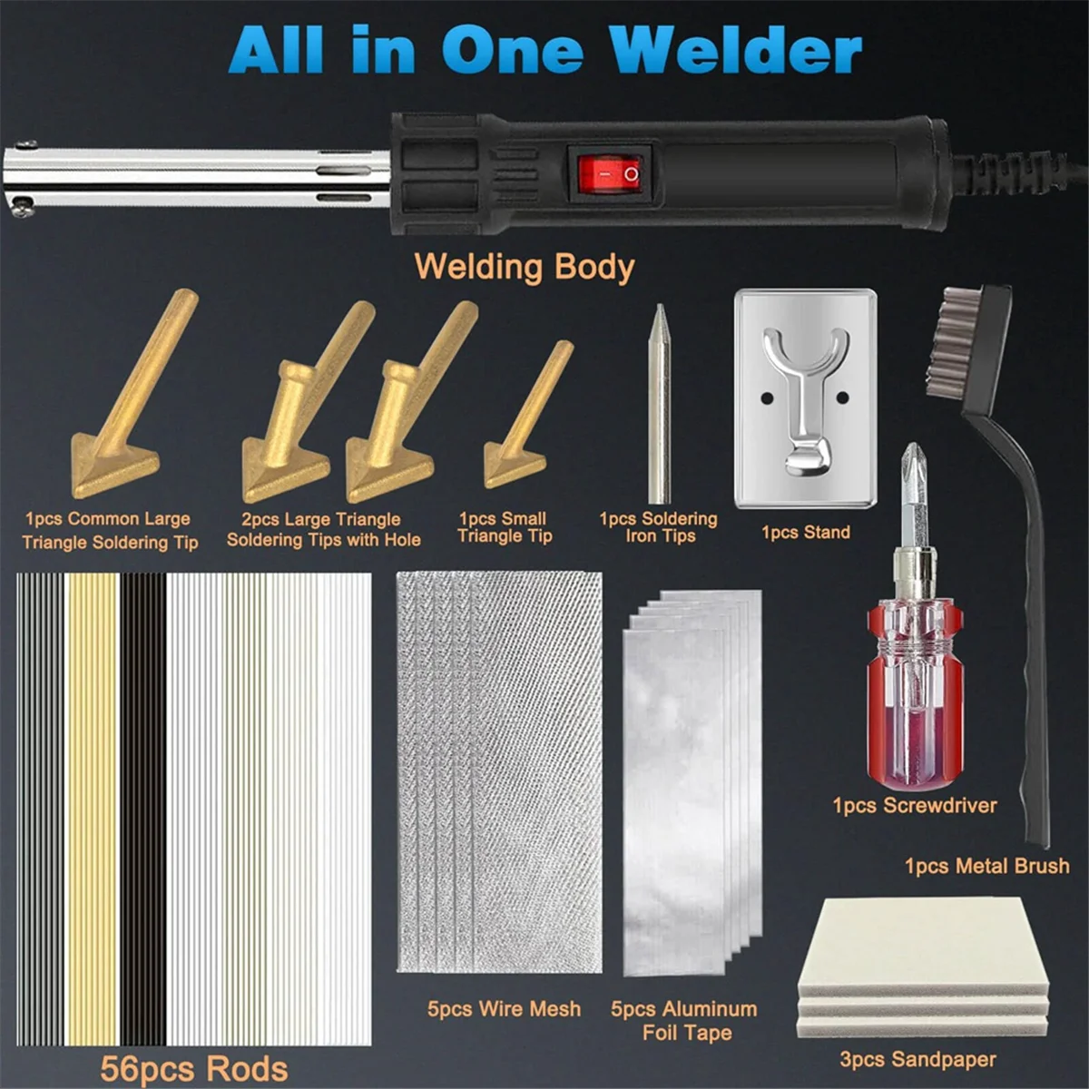 150W 3-In-1 Plastic Welder, Plastic Welding Kit,Soldering Tips Plastic Welder Kit for DIY, Bumper Kayak Repairs UK Plug