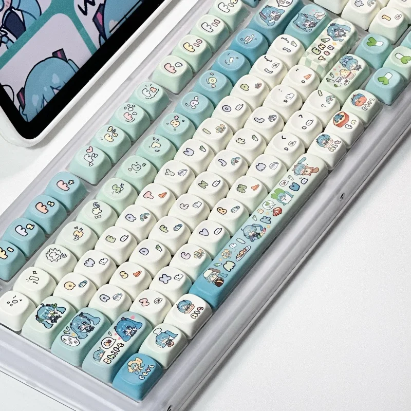 Imagem -04 - Acessórios de Teclado Mecânico Personalizados Miku Keycap Bonito Aplicável 61 64 68 84 87 96 98 100 104 108 Chave 131 Chave Alta Qualidade