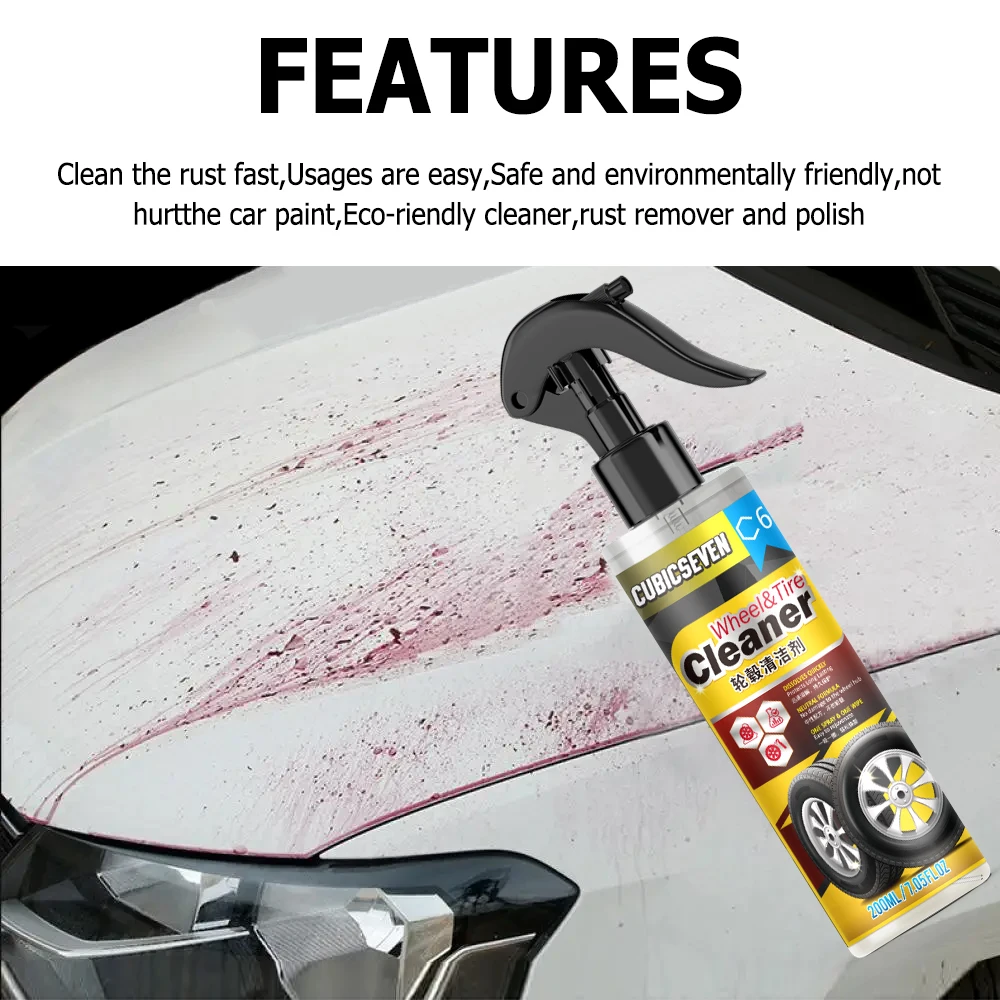 Cubicseven 200ML Rust Removal Spray Metal Surface Chrome Paint Car Care Iron Powder Cleaning Super Rust Remover Cleaner