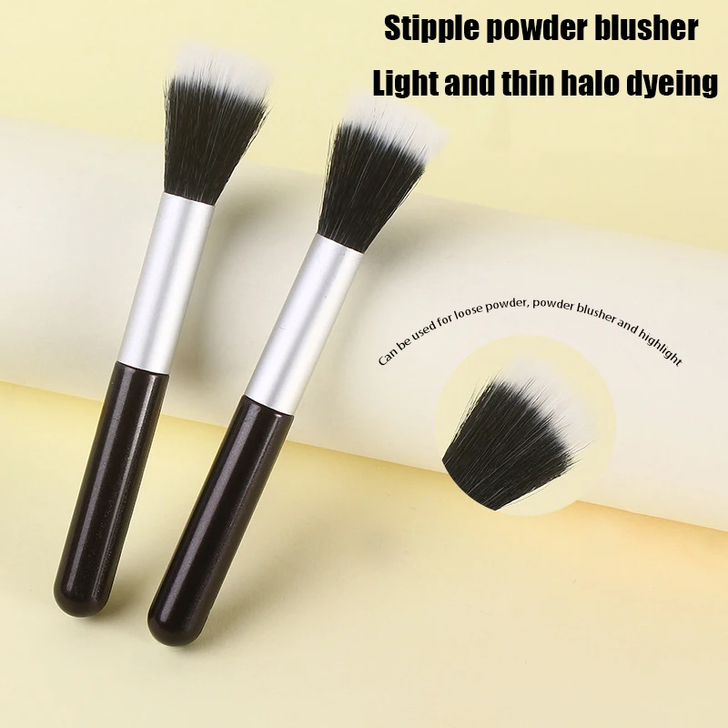 1PCS Soft Hair Blusher Brush Makeup Brush Multifunction Blush Highlighter Brush Partial Face Powder Stippling Brush