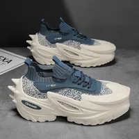 Chaussures pour hommes, chaussures de sport respirantes en mesh pour l'été, chaussures décontractées à semelle épaisse, chaussures de sport d'extérieur augmentant la taille 3