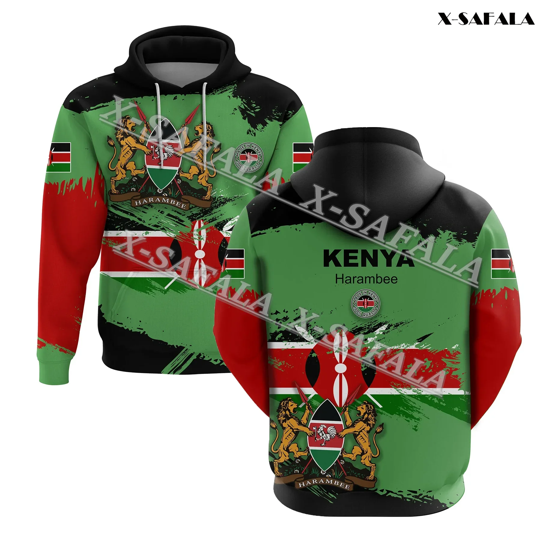 Kenya Nigeria Poland Cameroon Ethiopia Aphorism Brush Style 3D Printed Pattern Bright Color Zipper Hoodie Man Sweatshirt Jersey