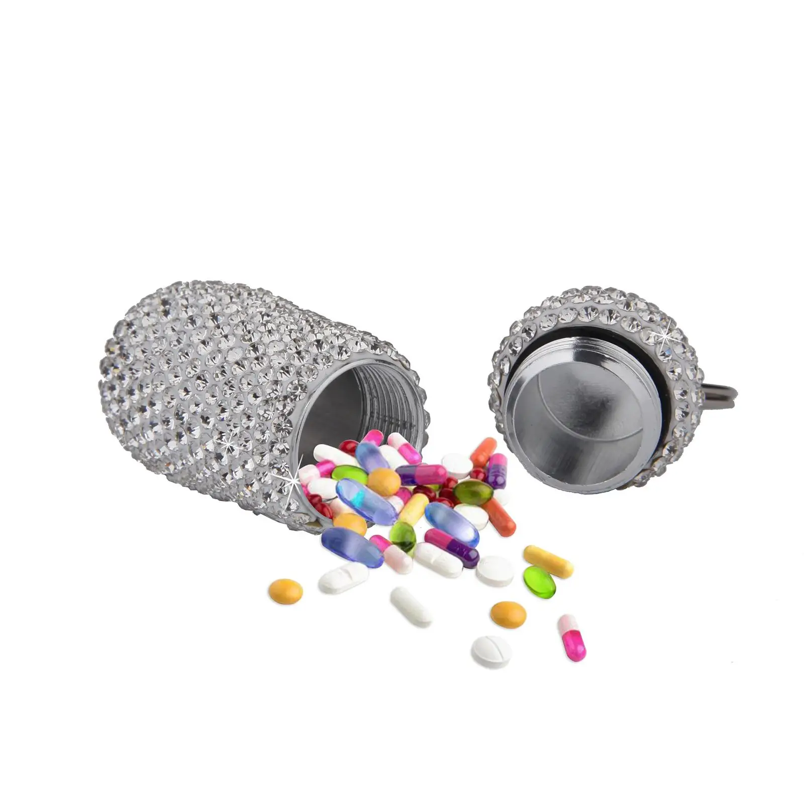 Small Pill Case Keychain Waterproof Container Storage Carrier for