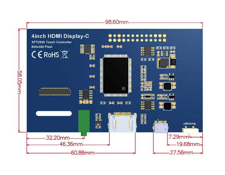 Сенсорный дисплей TFT LCD 4-дюймовый ЖК-дисплей HDMI-панель 800*480 для Banana Pi Raspberry Pi 2 Raspberry Pi 3 Model B/B+