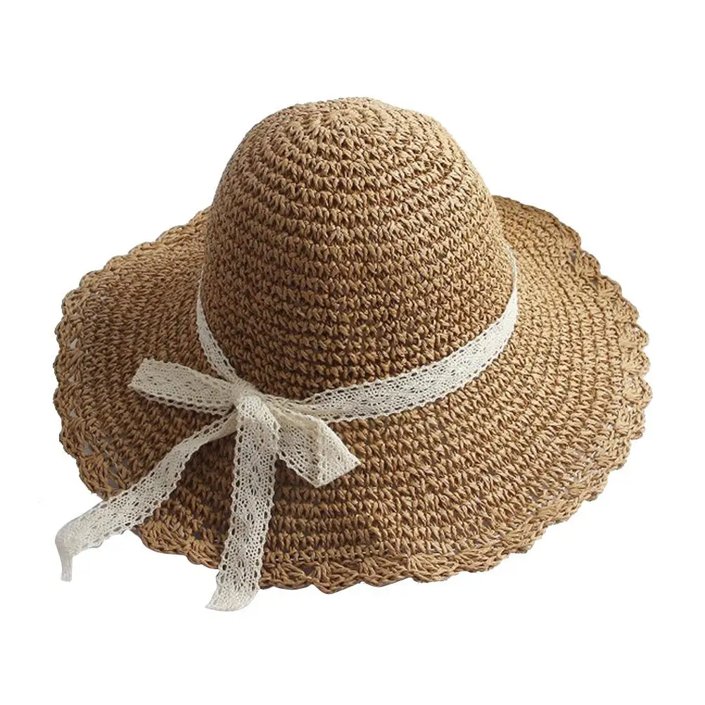 

Light Bowknot Design Sun Protection Hat Wide Brimmed Visor Foldable Summer Beach for Outdoor Decoration (S