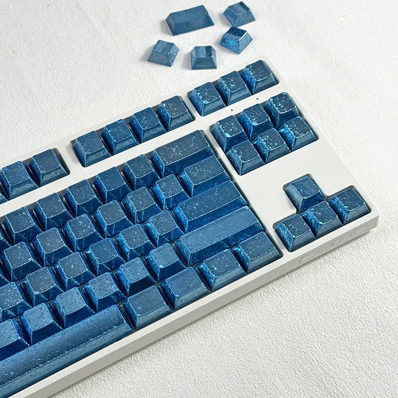 

Frost blue 97 keycap mechanical keyboard PBT side engraving metal texture wooting original factory