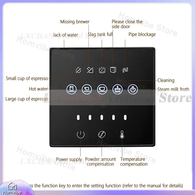 

Full Automatic Espresso Machine 19 Bar Coffee Maker with Built-in Grinder Milk Frother Hot Water Dispenser for Home Kitchen