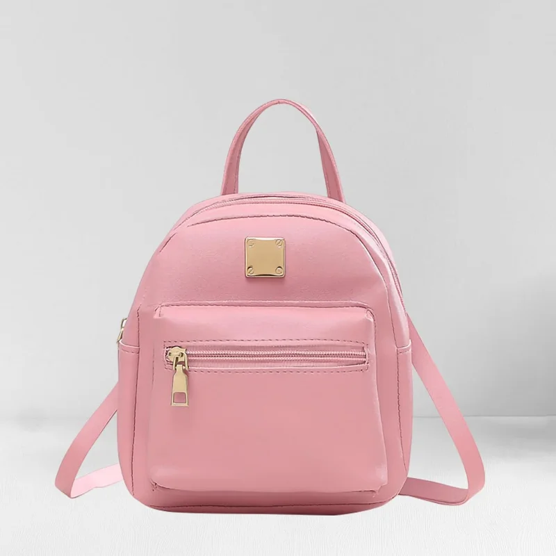 , Sacs à dos de mode pour femmes en PU, sac à dos avec bandoulière amovible, mini sac à dos pour voyage (rose)