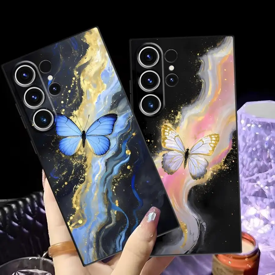 Butterfly Art Marble Case for Samsung Galaxy S26 Ultra S20 Ultra Note 20 8 9 10 S23 S25 Plus S21 FE S24 S10 S9 Funda Phone Cover