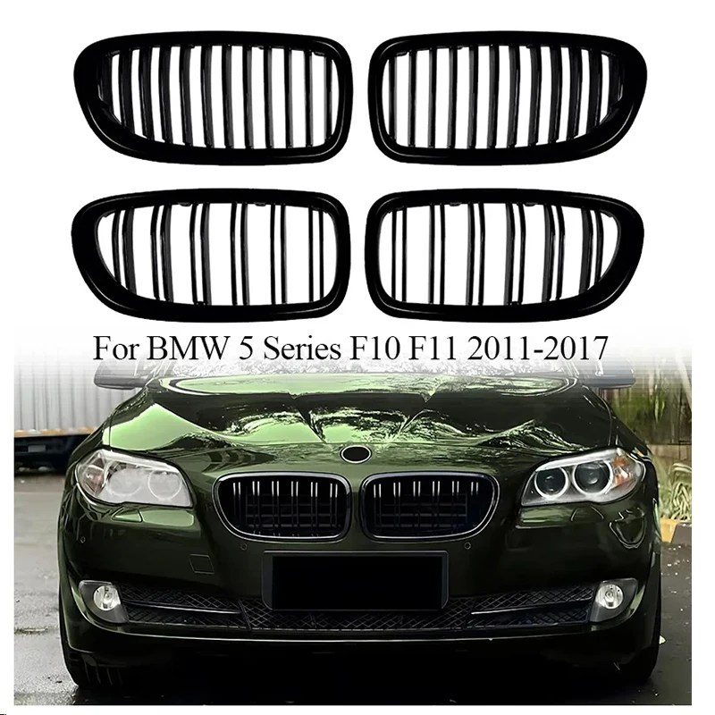 Car For BMW 5 Series F10 F11 2011-2017 Front Bumper Racing Grille Kidney Dual Line Car Grill Replacement