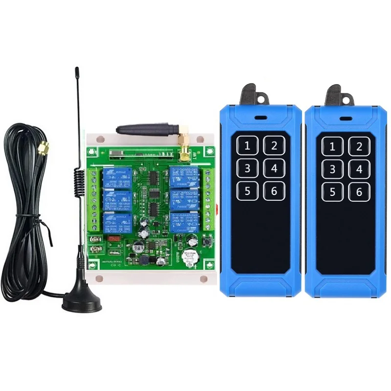 1000m DC12V 24V 36V 6CH 30A Relay RF Wireless Remote Control Switch Receiver Transmitter Suction Antenna For LED Light or Motor