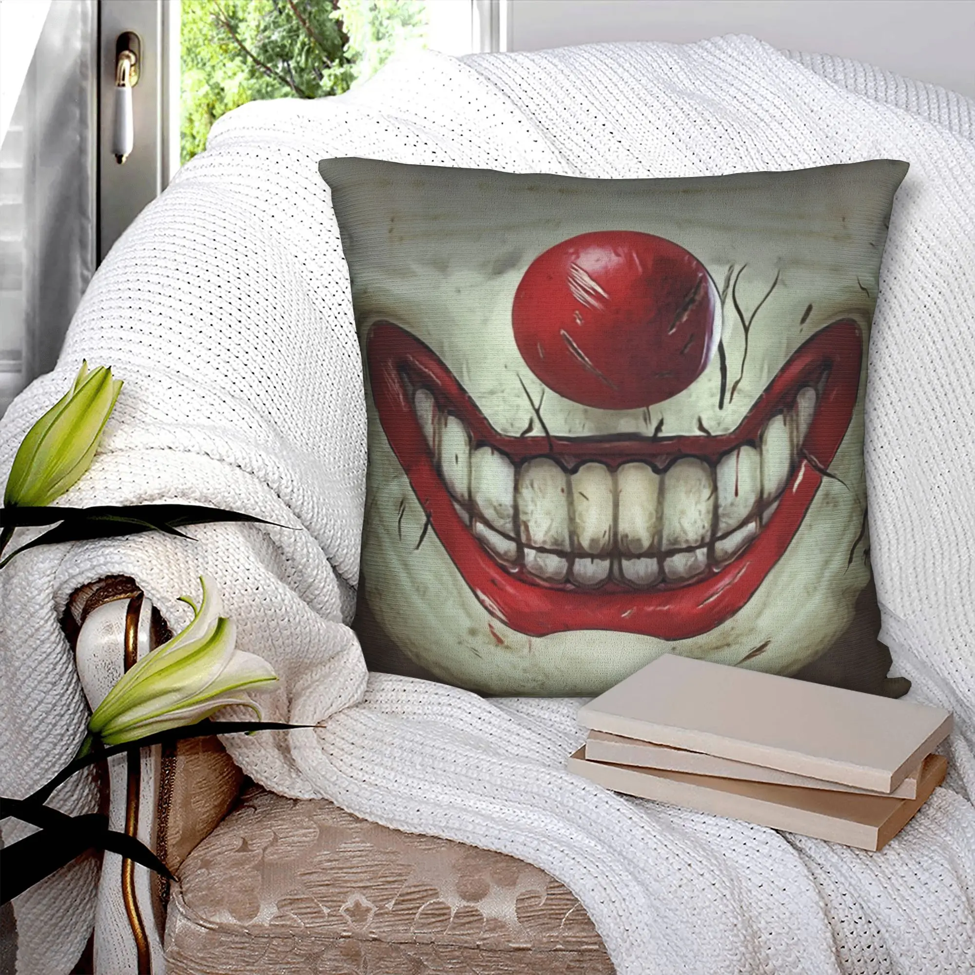Nordic Style Evil Joker Clown Cushion Covers 40x40cm Soft Halloween Party Throw Pillow for Car Square Pillowcase Home Decor