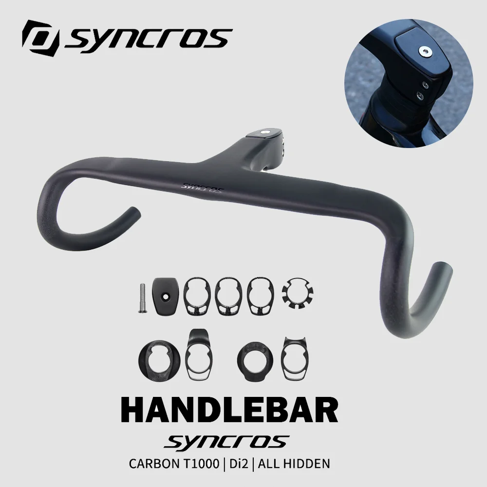 SYNCROS Integrated Road Handlebar T1000 Carbon Handlebar Internal/External Routing Black Matte Bike Accessories 28.6mm