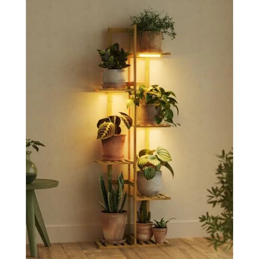 

Bamboo Plant Stand with Grow Light ed Plant Shelf Indoor Outdoor Corner Plant Rack for Multiple Plants Flower Stand Plant Holde