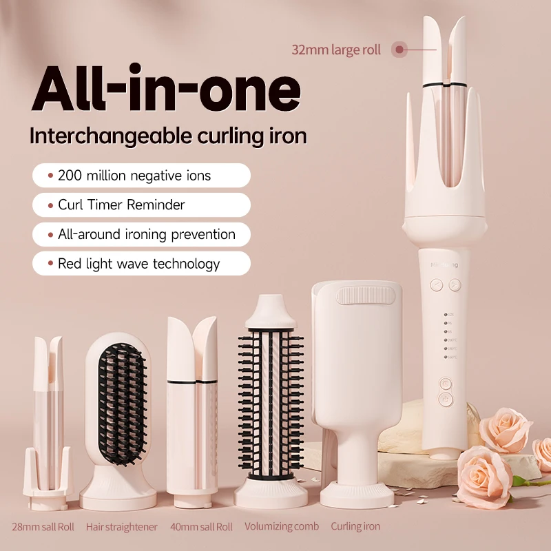 Automatic Hair Curler Negative Ion Ceramic Curling Iron - 40mm Large Wave Perm for Home Use, Lazy Person Electric Curling Wand
