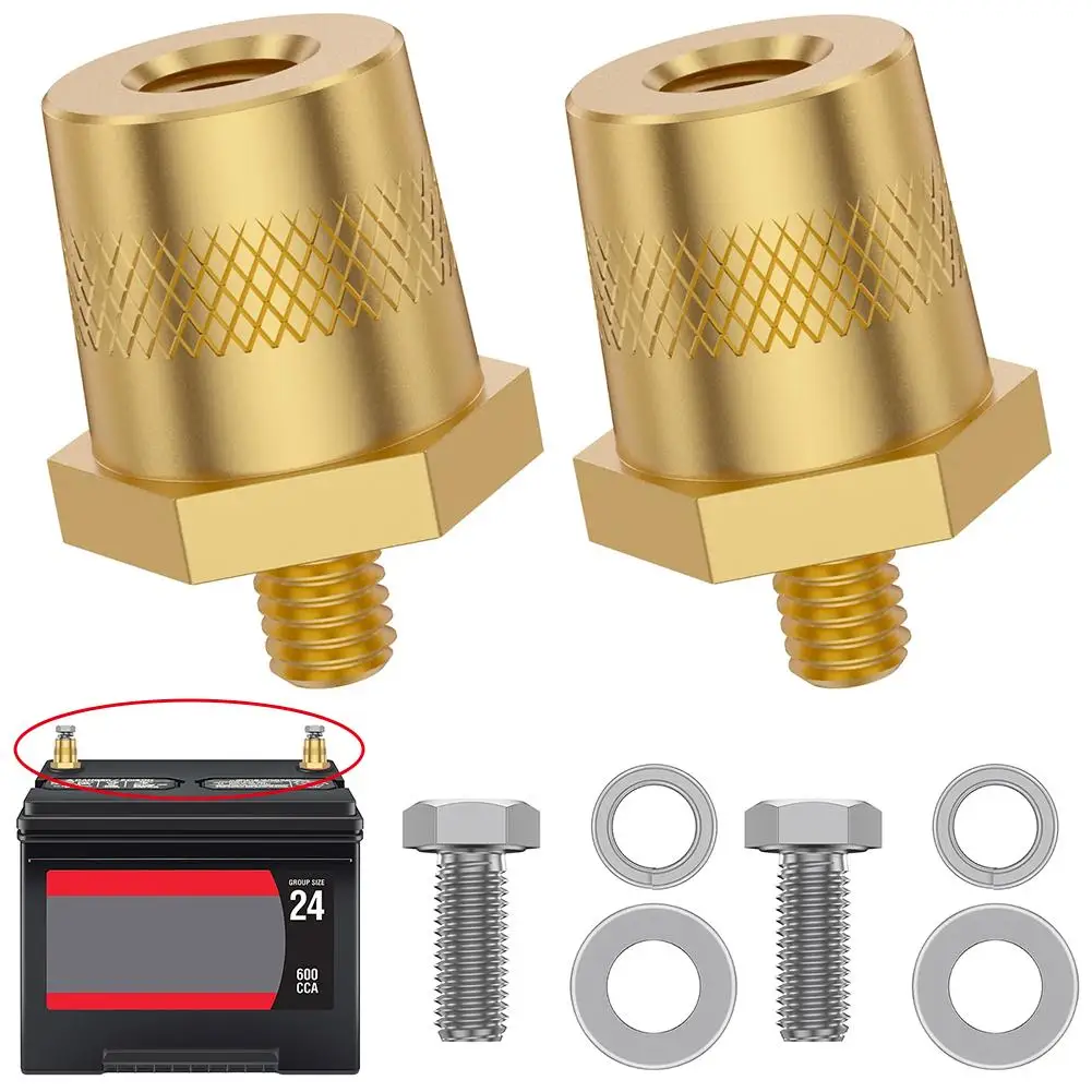 

1 пара адаптеров для аккумуляторной батареи, латунный разъем для клеммы аккумулятора, положительный адаптер для отрицательной клеммы M6, резьбовая стойка для аккумулятора Conn J6L7