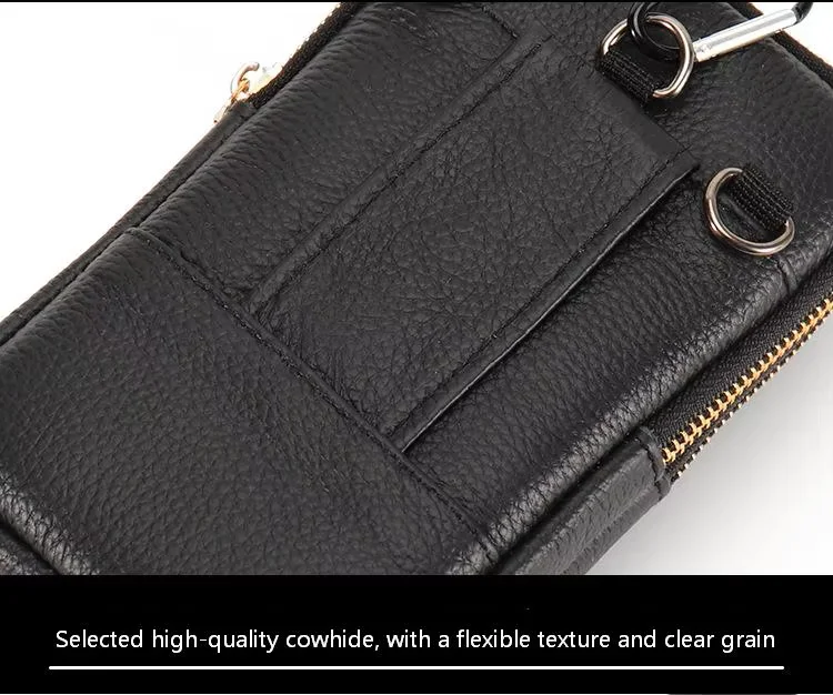 Herren-Umhängetasche aus echtem Leder, große Kapazität, Gürteltasche, Outdoor-Arbeits- und Reisetasche, Handyhalter, Schultergurt – Detail 6
