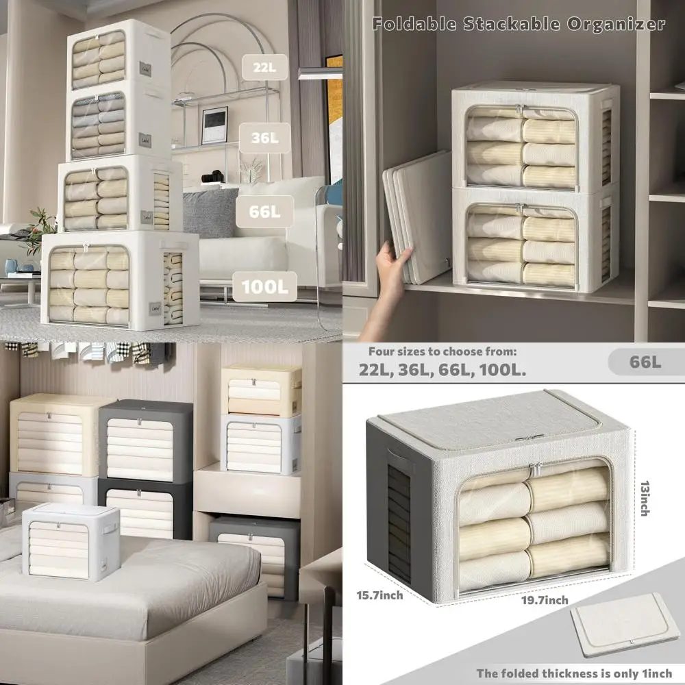 

Набор из 6 тканевых контейнеров для хранения с металлическим каркасом и прозрачным окном, белые, 19,7x15,7x13 дюймов (66 л)