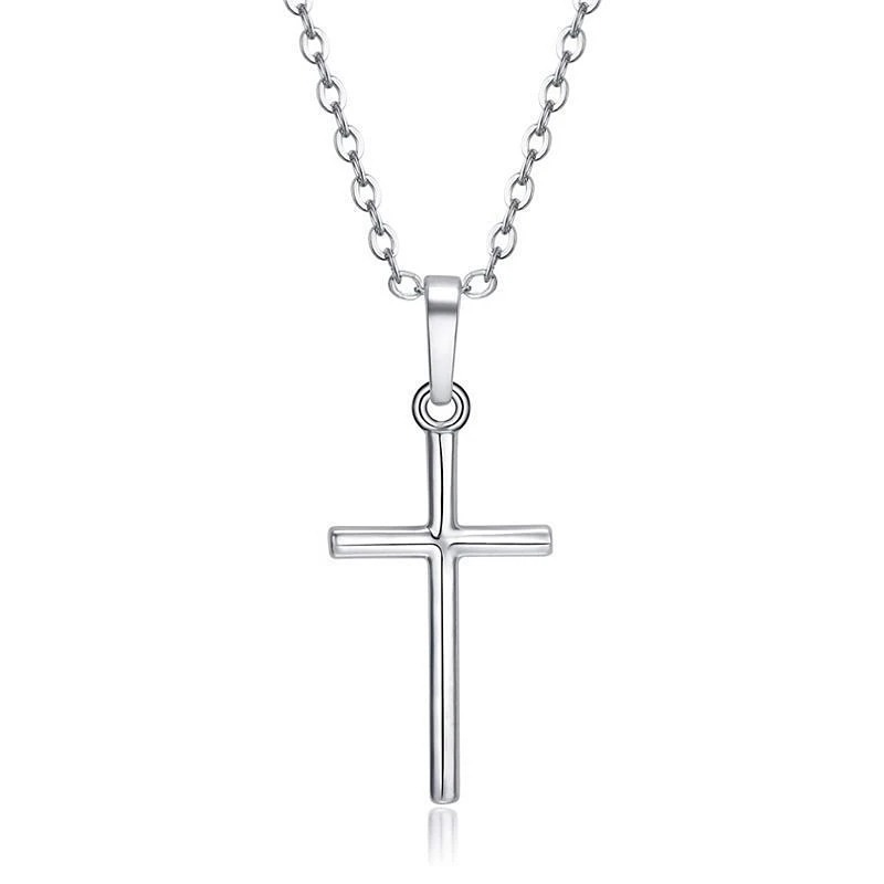 Fashion Trendy Clavicle Chain Cross Pendant Men and Women Hip Hop Stainless Steel Golden Silver Color Sweater Charm Necklace