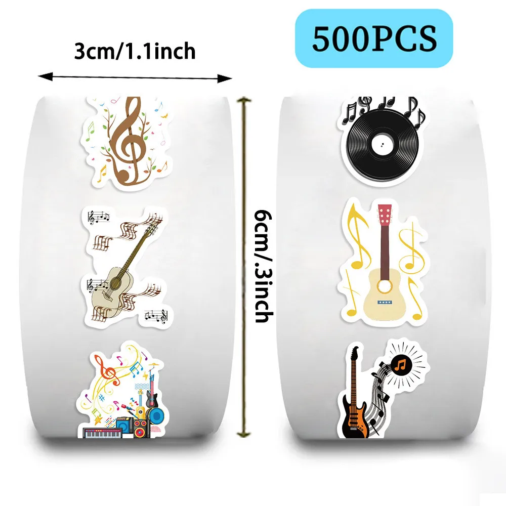 Cartoon Vinyl Record Series Roll Stickers (500 Pcs/Roll) PVC Decor for Handmade Crafts Device Embellishment LanLanStickersWorld