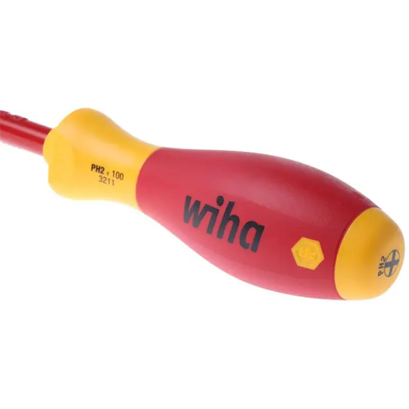 Wiha 35394 Phillips Screwdriver 100mm Visible Blade Length VDE-tested Insulated Tools SoftFinish SlimFix PH2 Screwdriver