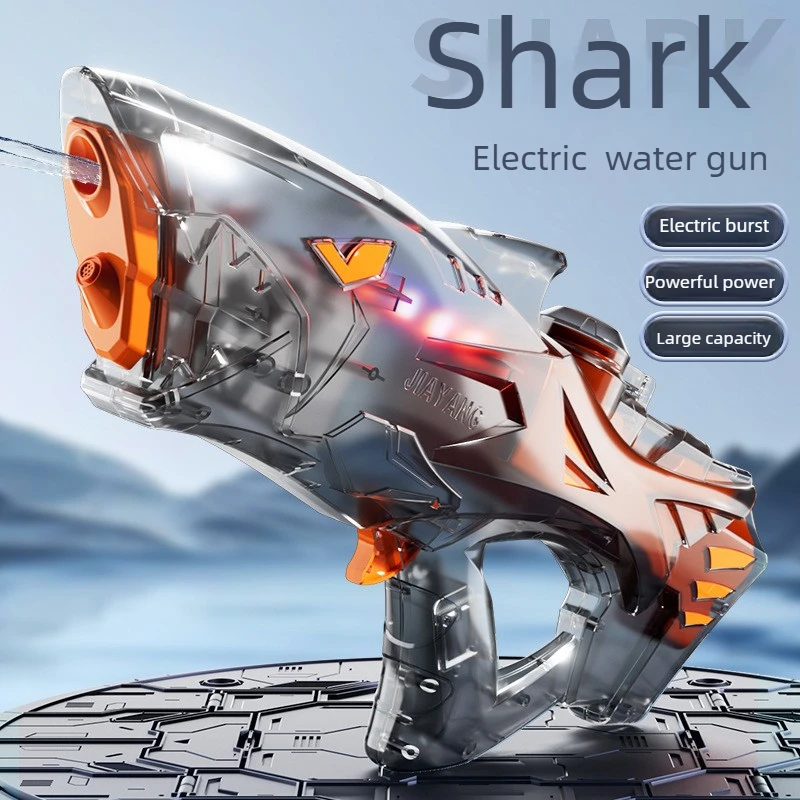 Shark Electric Water Gun Automatic Continuous Firing Squirt Gun  Large Capacity Long Range Shooting Watergun Beach Outdoor Toy