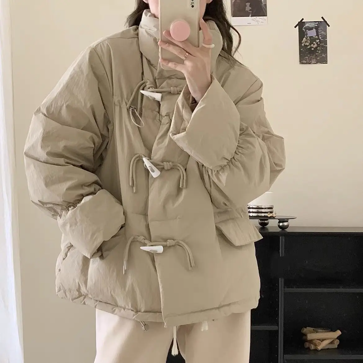 2025 Winter New Style Button-Down Loose White Down Jacket