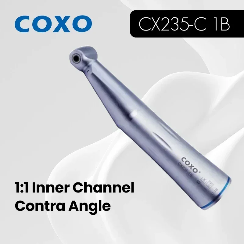 COXO CX235-C 1B Dental  Electric Motor Compatible 1:1 Low-Speed Inner Channel Contra Angle - Handpiece for Dental Procedures