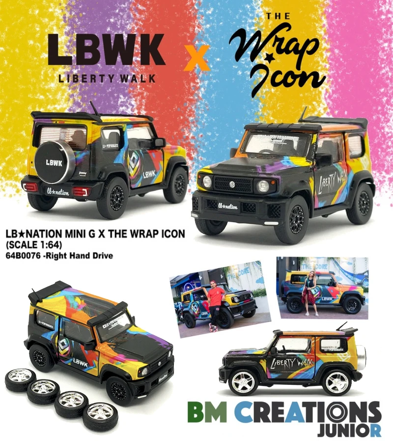 New 1/64 BM Creations Diecast toys Scale Miniature Car   Jimny LB*nation Mini G X by  3 inches Cars For Collection Gift