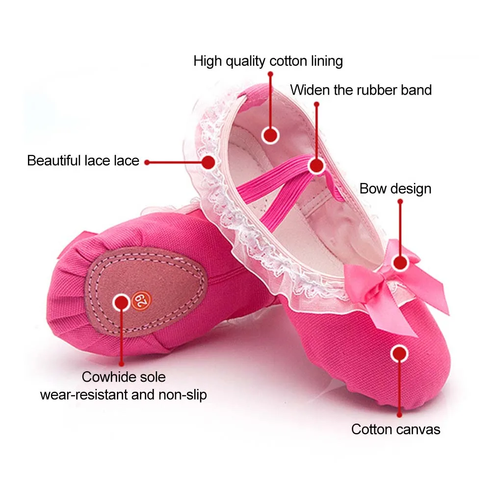 Kid Lace Bow-knot Canvas Soft Sole Ballet Shoes Girls Children Ballet Dance Shoes Women Adult Ballet Slippers Cat claw Shoes