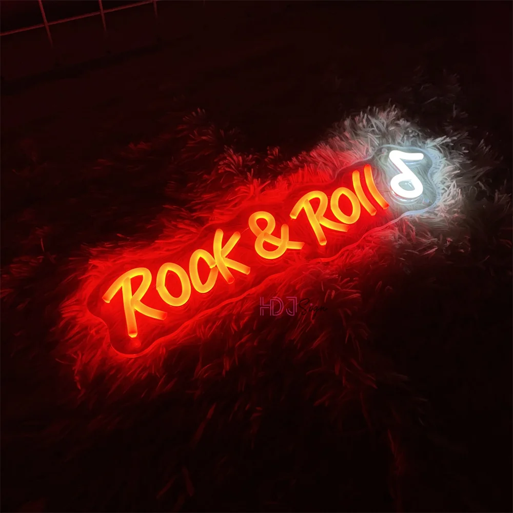 Rock And Roll LED Neon Signs for Party Bar Studio Music Neon Light Glowing Signs Studio LED Night Lights DJ Wall Decor Neon Lamp