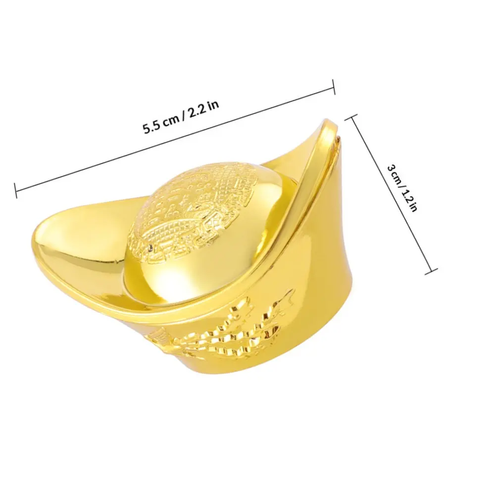 6Pcs Simulation Gold Ingots Plastic Desktop Decoration Gold Ingot Ornament Stage Performance Decor Props Eco-Friendly