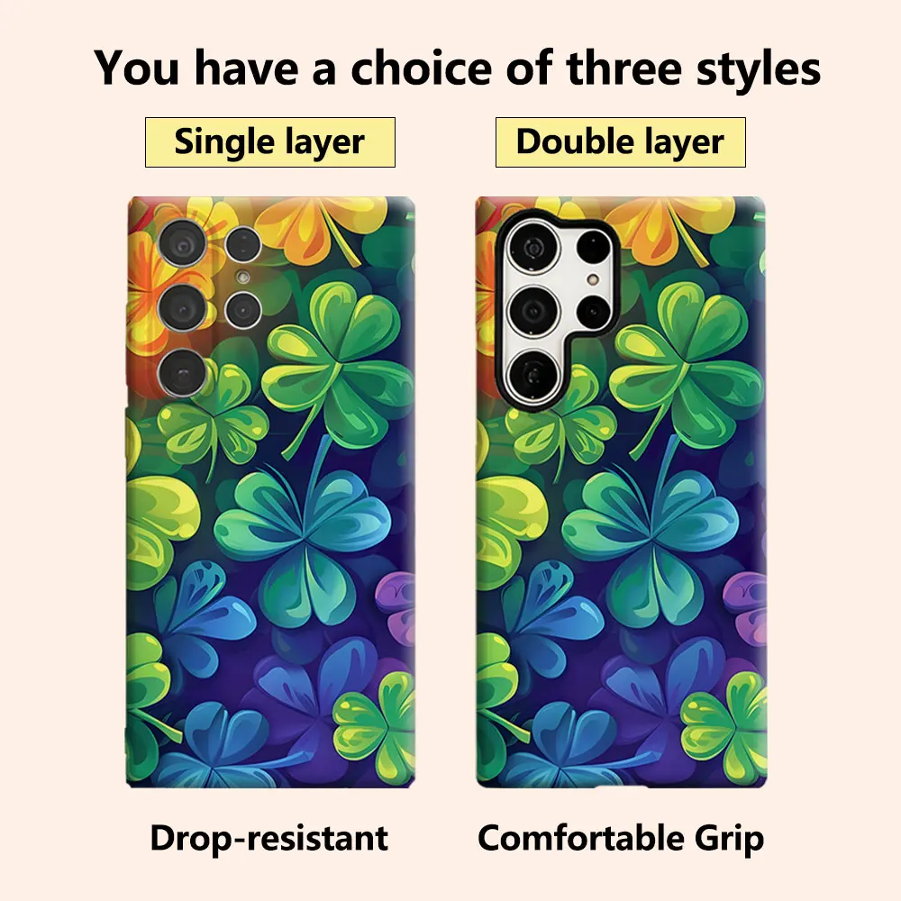 Color Clover Luxury Fashion Full Lens Protective Case for Samsung Galaxy S26 S25 S24 A56 A36 Plus Ultra