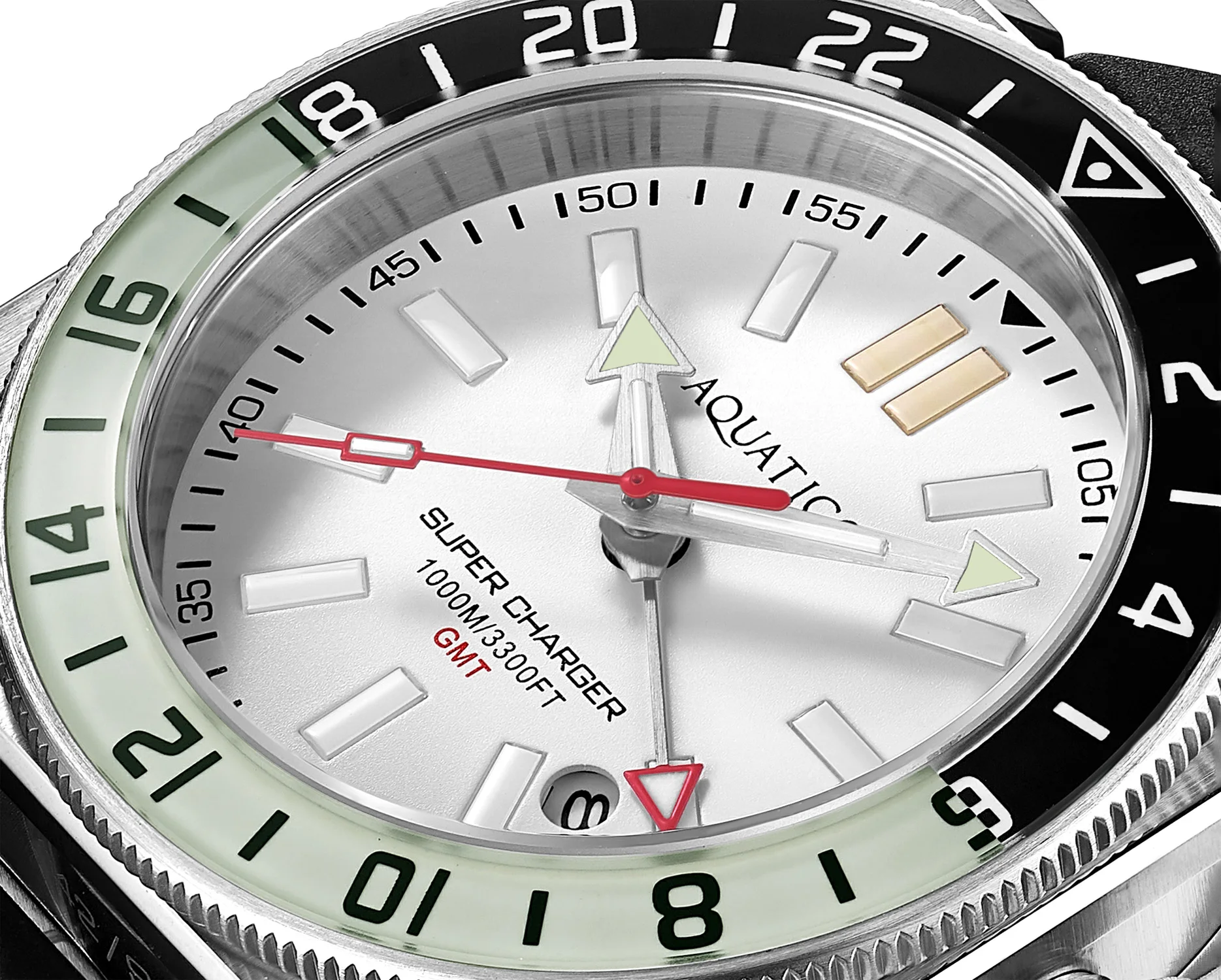 Aquatico Steel Man GMT Watch (White Dial black and white bezel)