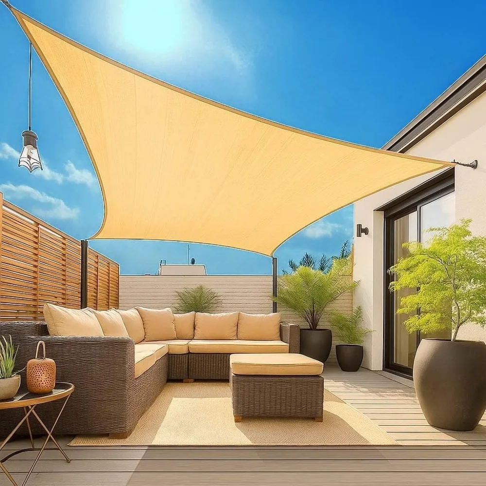 

12'x15' Rectangle Sun Shade Sail – UV Block & Breathable Canopy for Patio, Garden, Backyard & Outdoor Shade– High-Density HDPE F
