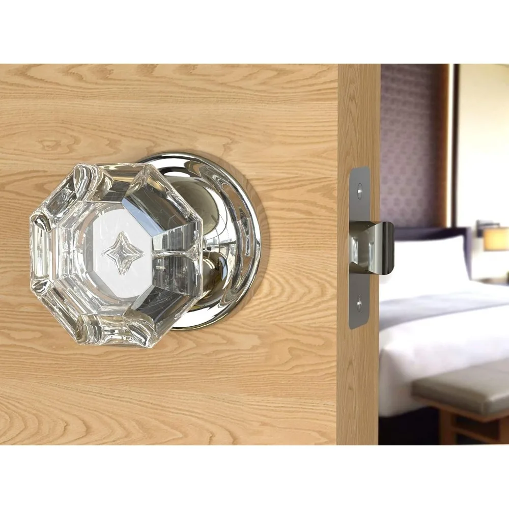 مجموعة مقابض أبواب كريستالية مثمنة من الكروم مكونة من 4 قطع مع روزيت دائري لديكور المنزل الحديث #4