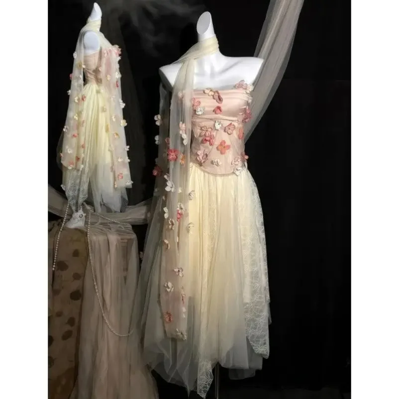 

American Beach Style Vintage 2 Piece Skirt Sets Women Y2k Crop Top Corset Vest + Midi Lace Skirts 2000s Retro Suits Chic Korean