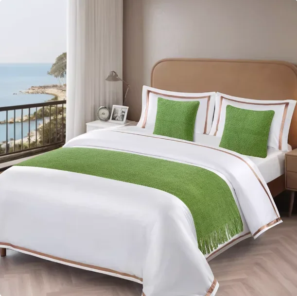 High-end Knitted Bed Flags Bed End Towels for Hotels Homestays Solid-color Cream-style Internet-famous Bed Cover Scarves Blanket