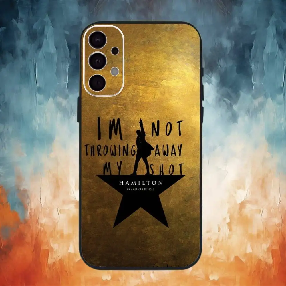 حافظة هاتف H-HaMiltOn M-Musical Lyrics لهاتف سامسونج S25,S24,S21,S22,S23,S30,Ultra,S20,Plus,Fe,Note,10,9,5G غطاء أسود