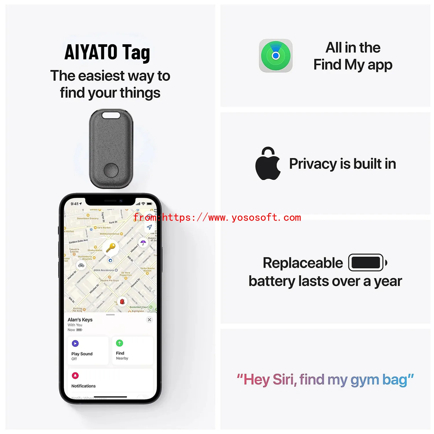 Smart GPS Tracker Works with Apple Find My APP ITag Anti Lost Reminder Device MFI Rated Locator Keys Pet Kids Finder