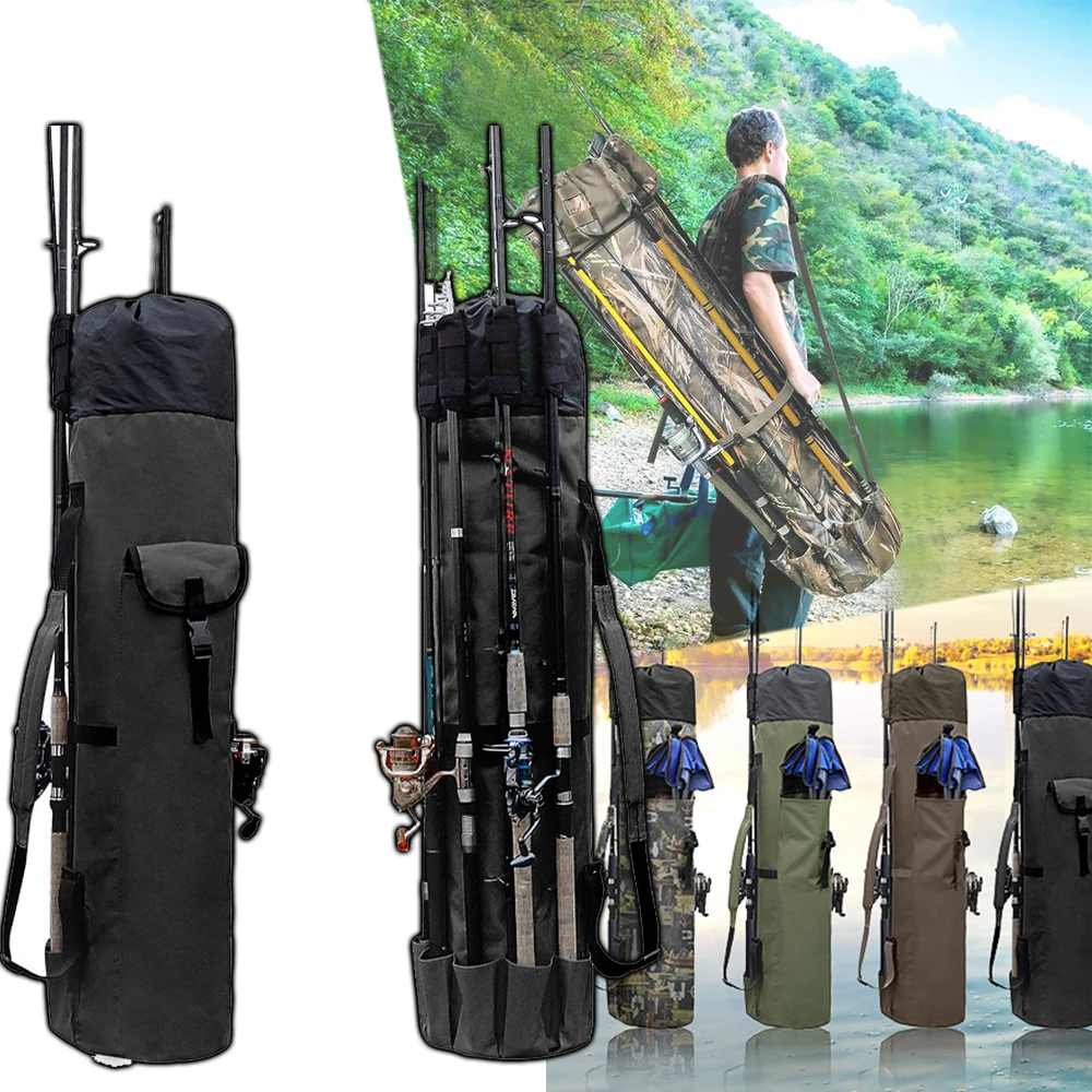 

Tactical Fishing Gear Storage Bag Large Capacity Durable Single Shoulder Canvas Fishing Rod Reel Organizer Packet for CS Camping