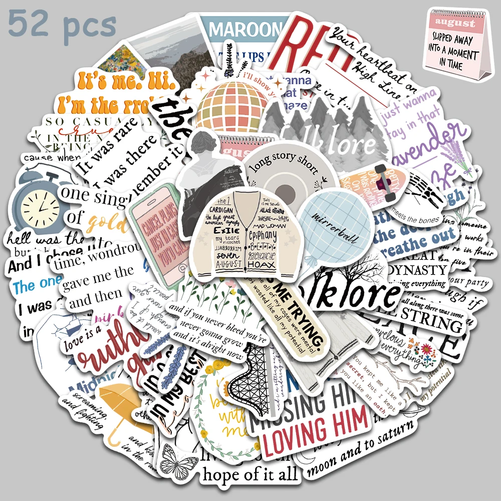 52pcs Folklore Sticker Creative Decal For Diary Fridge Closet Wallet Backpack Envelope Label Magazine Decoration Sticker