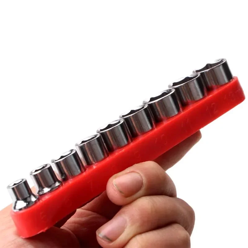 1/4 Inch High Hardness Carbon Steel Drill Socket Adapter Set Hex Head Wrench Socket DIY Auto Repair Household Hand Tools