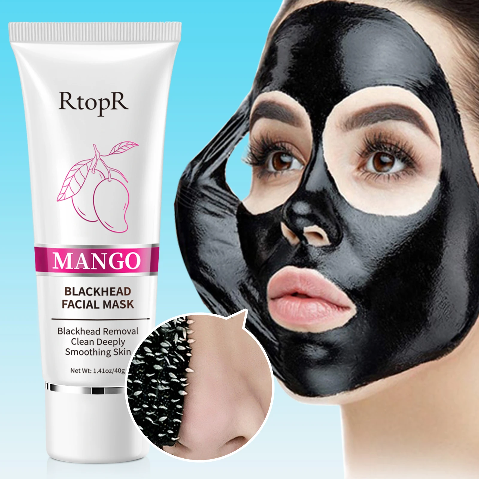 

RtopR Mango Blackhead Remover Nose Pack Facial Cleansing Shrink Firming Pore AcneSkin Care Treatment Strip Mask Whitening Cream