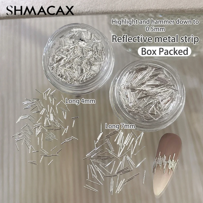 1 Box Metal Reflective Strip Nail Decoration Shine Stereoscopic Nail Accessories Nail Painting Nail Salon Nail Artists