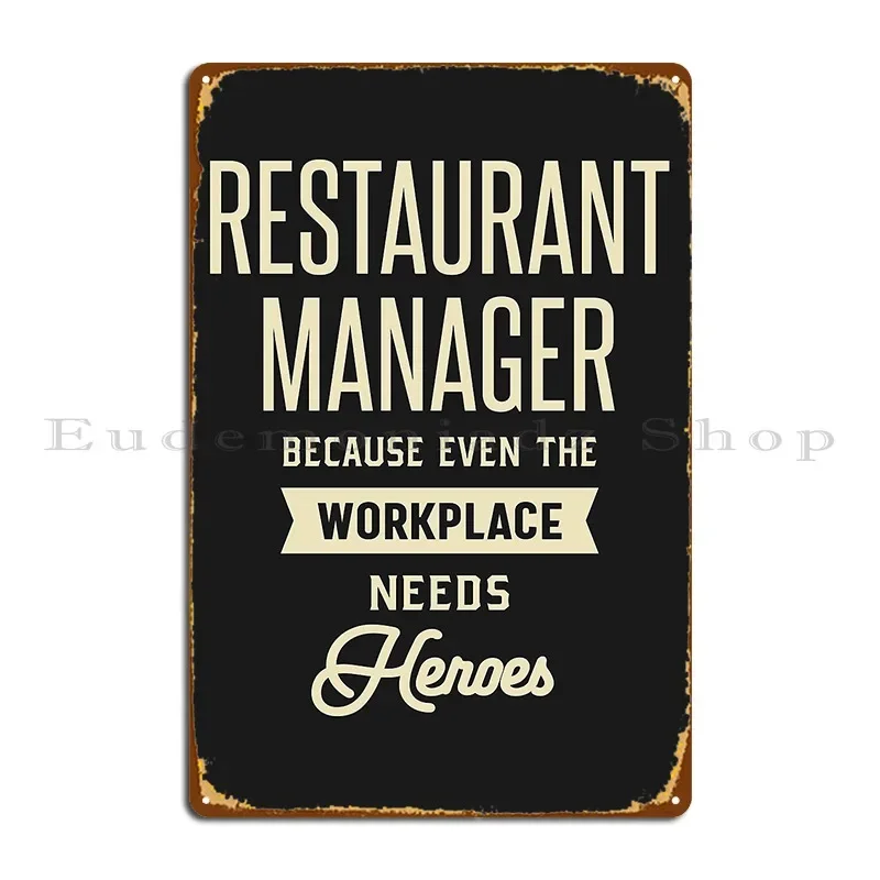 Restaurant Manager Gift Funny Job Title Profession Birthday Idea Cidolopez Metal Plaque Poster Cinema Cinema Tin Sign Poster